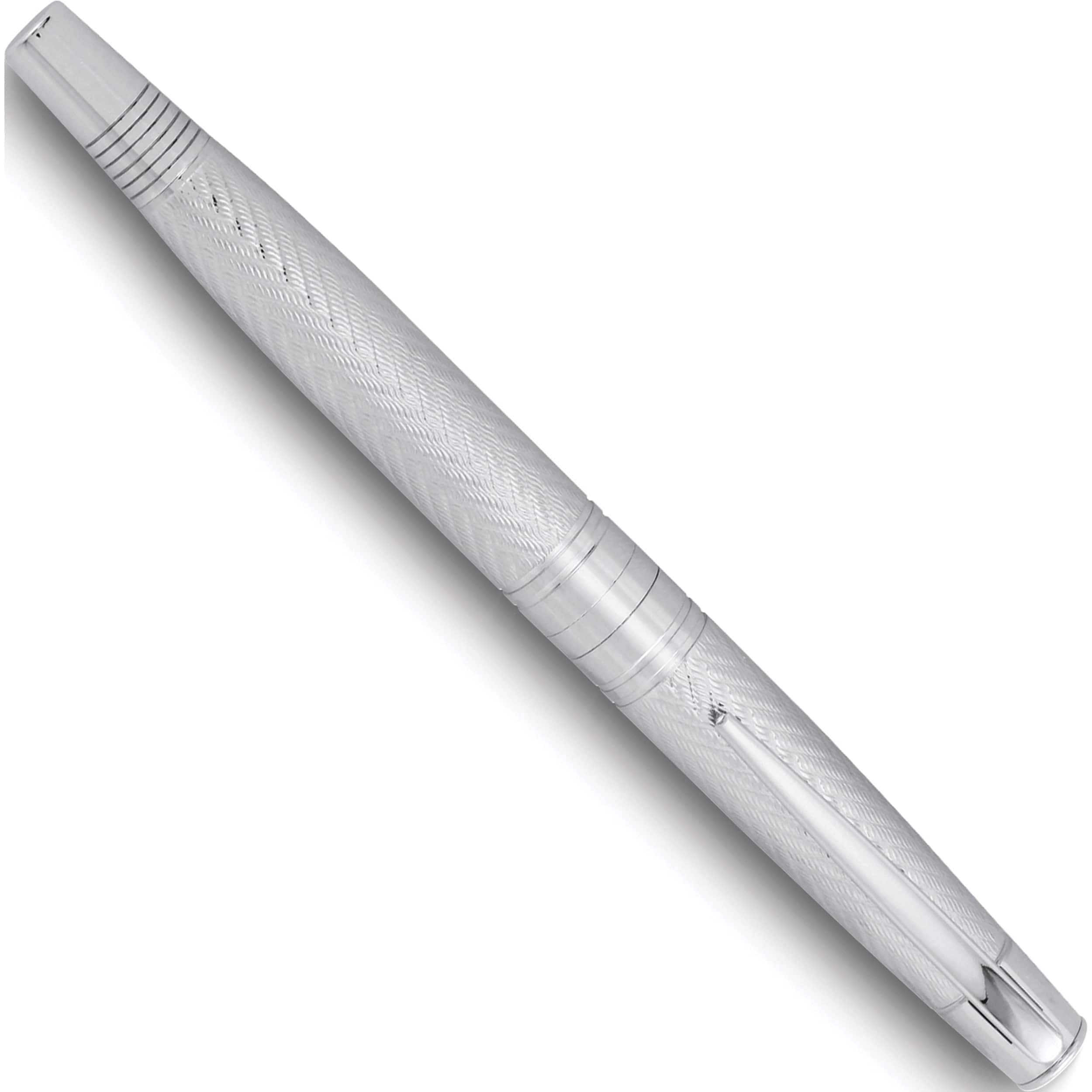 Fashion Charles Hubert Silver-Tone Chevron Fountain Pen (5.5 X 0.5) Made In China gm9196