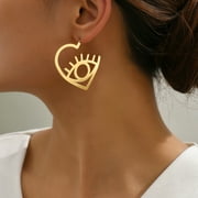 LORDGIFT Fashion Charm Eye Pendant Dangling Drop Earring For Women 14K Yellow Gold Eyelash Earring Ear Jewelry For Girl Gift