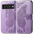 thumbnail image 1 of Fashion Charming Butterfly Pattern PU+TPU Phone case with Wallet Card Holder for Google Pixel 3 4 5 6 7 A XL Pro 4G 5G Cover Skin-Friendly Shockproof Bumper(Light Purple,Pixel 5A), 1 of 8