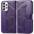 thumbnail image 1 of Fashion Charming Butterfly Pattern PU+TPU Phone case with Wallet Card Holder for Samsung Galaxy Note 20 10 9 8 Ultra Pro Lite Cover Skin-Friendly Shockproof Bumper(Purple,Note 10), 1 of 7