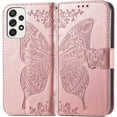 thumbnail image 1 of Fashion Charming Butterfly Pattern PU+TPU Phone case with Wallet Card Holder for Samsung Galaxy S23 S22 S21 S20 Ultra Plus FE Cover Skin-Friendly Shockproof Bumper(Rose Gold,S21 Plus), 1 of 8