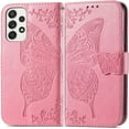 thumbnail image 1 of Fashion Charming Butterfly Pattern PU+TPU Phone case with Wallet Card Holder for Samsung Galaxy S23 S22 S21 S20 Ultra Plus FE Cover Skin-Friendly Shockproof Bumper(Pink,S21), 1 of 8