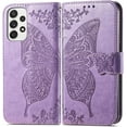 thumbnail image 1 of Fashion Charming Butterfly Pattern PU+TPU Phone case with Wallet Card Holder for Samsung Galaxy S23 S22 S21 S20 Ultra Plus FE Cover Skin-Friendly Shockproof Bumper(Light Purple,S20 Ultra), 1 of 8