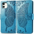 thumbnail image 1 of Fashion Charming Butterfly Pattern PU+TPU Phone case with Wallet Card Holder for iPhone 14 13 12 11 8 7 6 S X XS XR Plus Pro Max Mini SE Cover Skin-Friendly Shockproof Bumper(Blue,XS MAX), 1 of 8