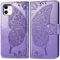 thumbnail image 1 of Fashion Charming Butterfly Pattern PU+TPU Phone case with Wallet Card Holder for iPhone 14 13 12 11 8 7 6 S X XS XR Plus Pro Max Mini SE Cover Skin-Friendly Shockproof Bumper(Light Purple,12), 1 of 8