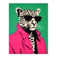 thumbnail image 1 of Fashion Cheetah I Fun Animal Green Pink Large Wall Art Poster Print Thick Paper 18X24 Inch, 1 of 5