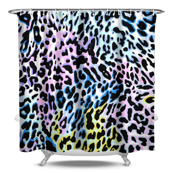 Fashion Cheetah Print Shower Curtain 84x72 Inch Quick-Dry Waterproof Bathroom Curtain with Rust-Resistant Grommets - Unique Dynamic Design