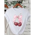 thumbnail image 1 of Fashion Cherry Print Women T-Shirt Short Sleeve Crew Neck Casual Tops for Summer Spring Women's Clothing Tops Tees, 1 of 1