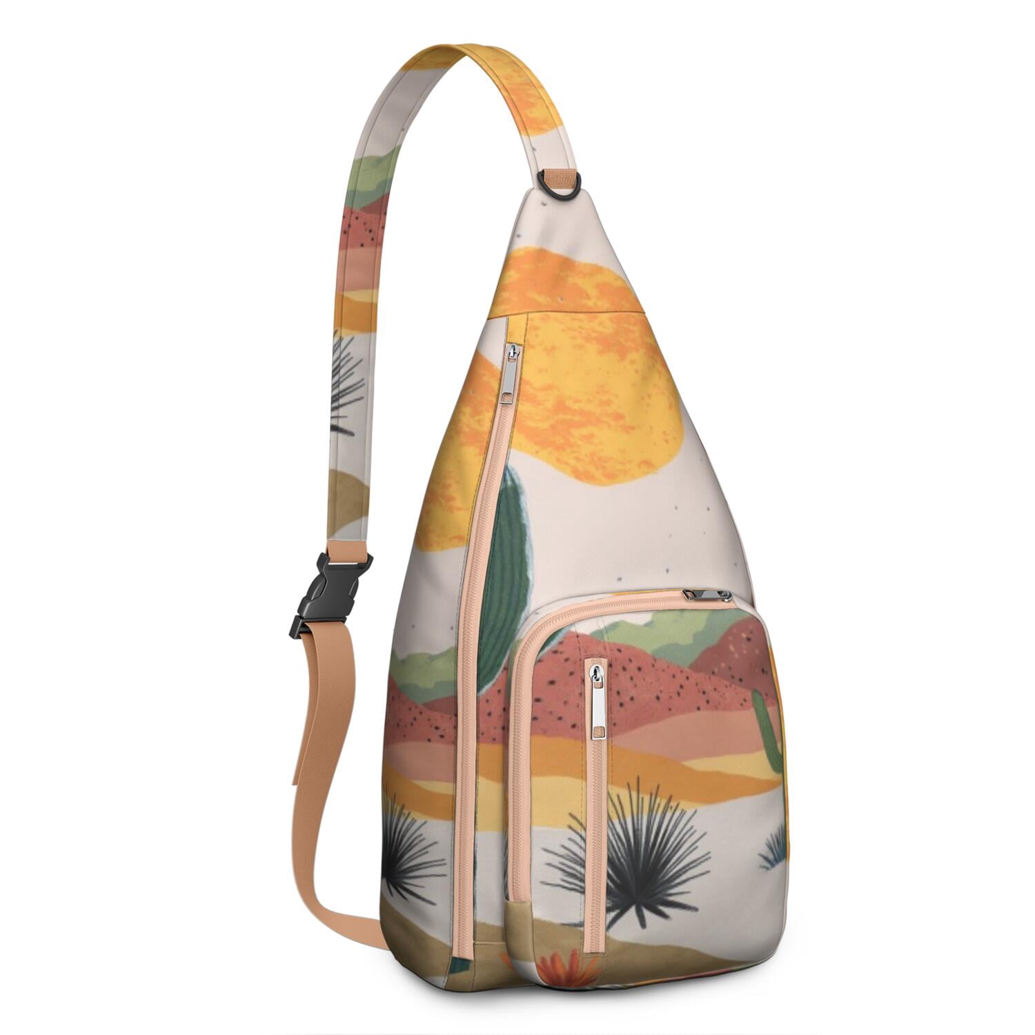 Fashion Chest Sling Bag Cactus Desert Trendy Sling Backpack for Women/Men Adjustable Lightweight Travel Hiking Casual Daypack for Young People