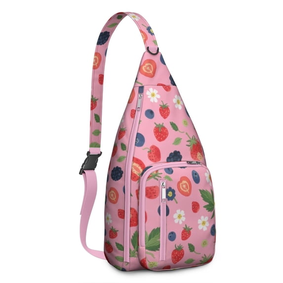 Fashion Chest Sling Bag Strawberry Fruit Crossbody Bag for Travel Adjustable Lightweight Travel Hiking Casual Daypack for Women Men
