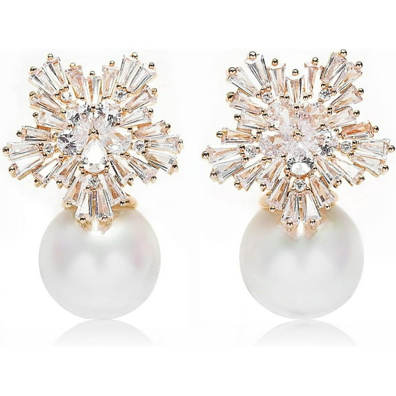 Fashion Chic Simulated Pearl Studs Snowflake Earrings For Women