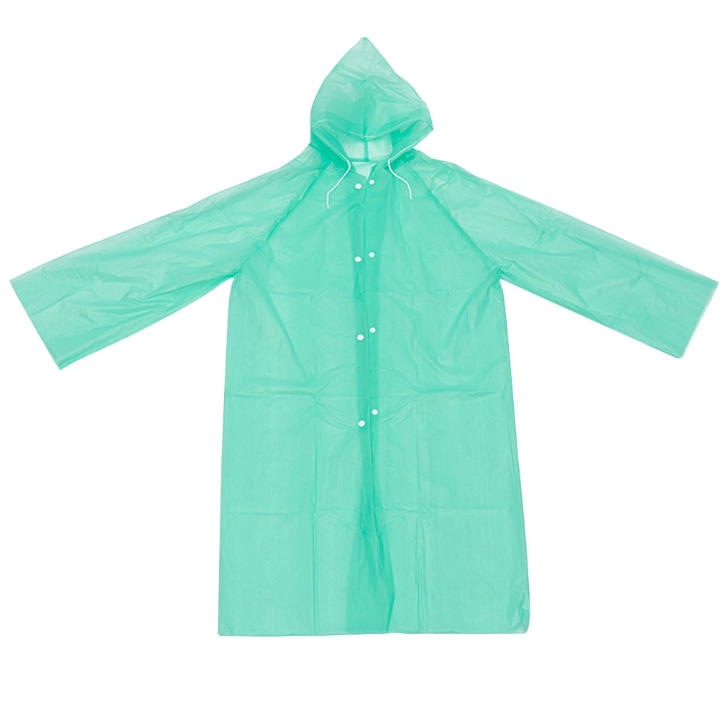 Fashion Children Waterproof Long Raincoat Women Men Rain Coat Hooded For  Outdoor Hiking Travel Fishing Climbing Thickened green 0.03mm