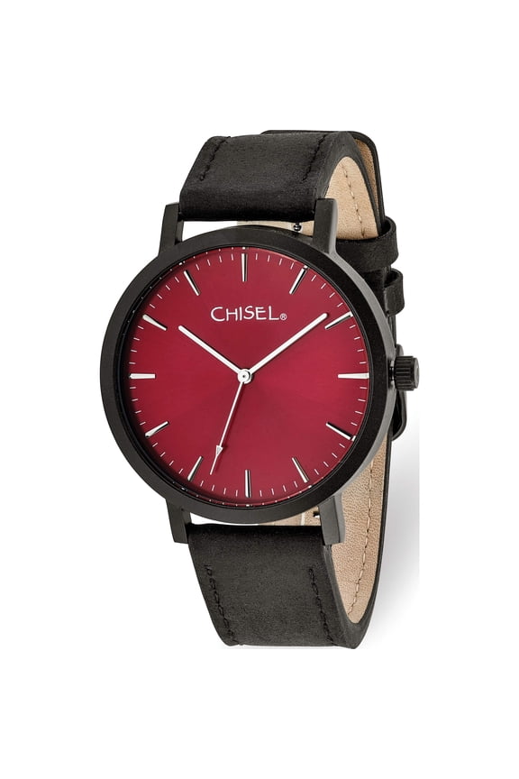 Fashion Chisel Matte Black Ip-Plated Red Dial Watch (9 X 20) Made In China tpw125