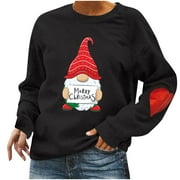 Fashion Christmas Sweatshirt for Women Casual Fall Long Sleeve Print Shirts Plus Size Blouse Crewneck Pullover