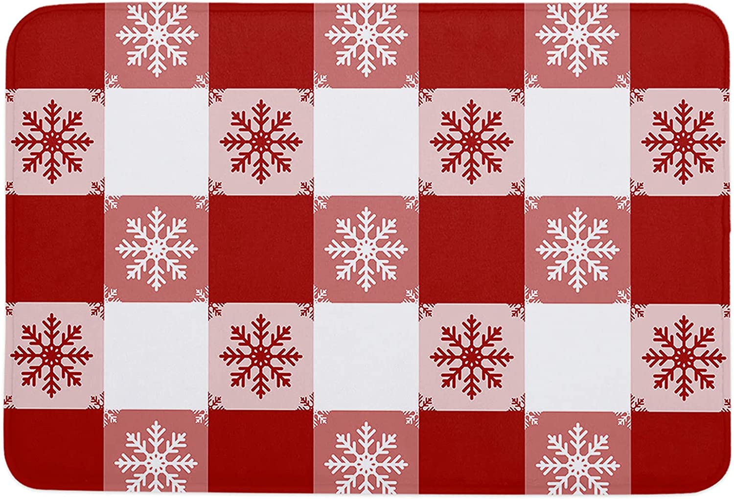 Fashion Christmas Winter Snowflakes Tiled Red Plaid Texture Non Slip