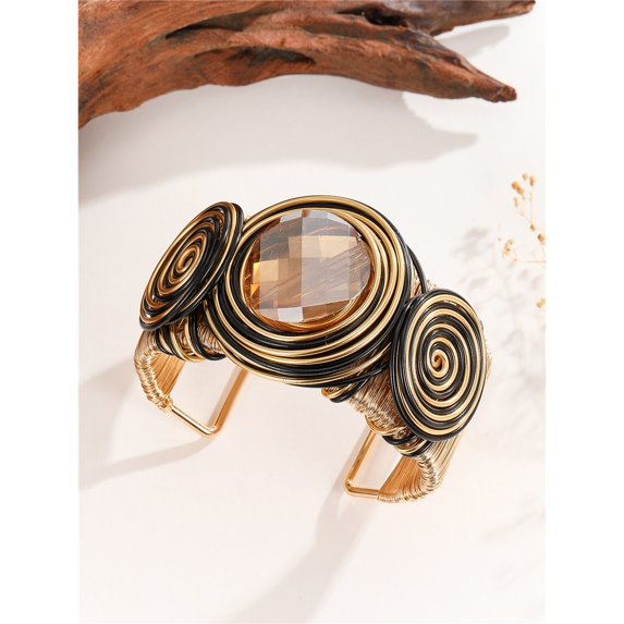 Fashion Chunky Crystal Bangle Costume Accessories For Women Colorful Gold Wire Wide Sparkly Rhinestone Bangle Tribal Fashion Clothes Jewelry