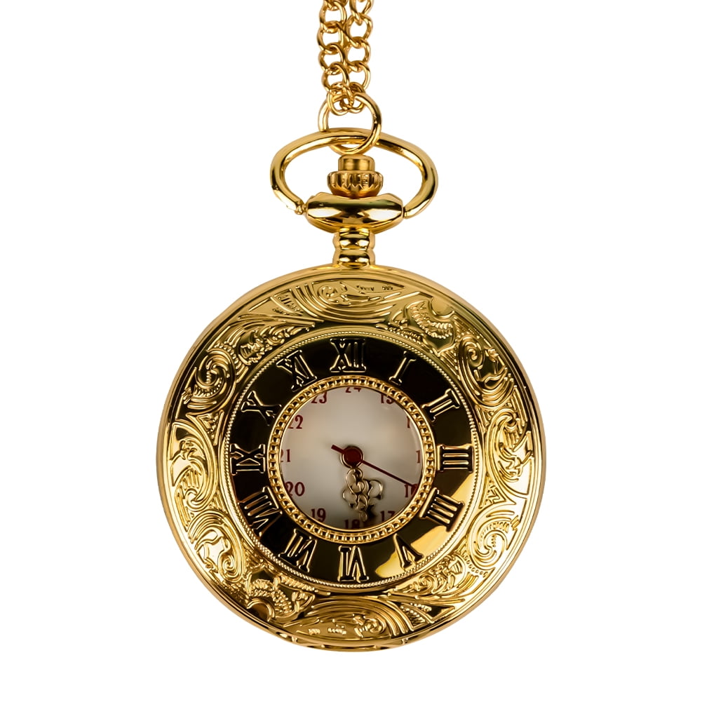 Fashion Classic Dual Display Roman Scale Quartz Pocket Watch Large