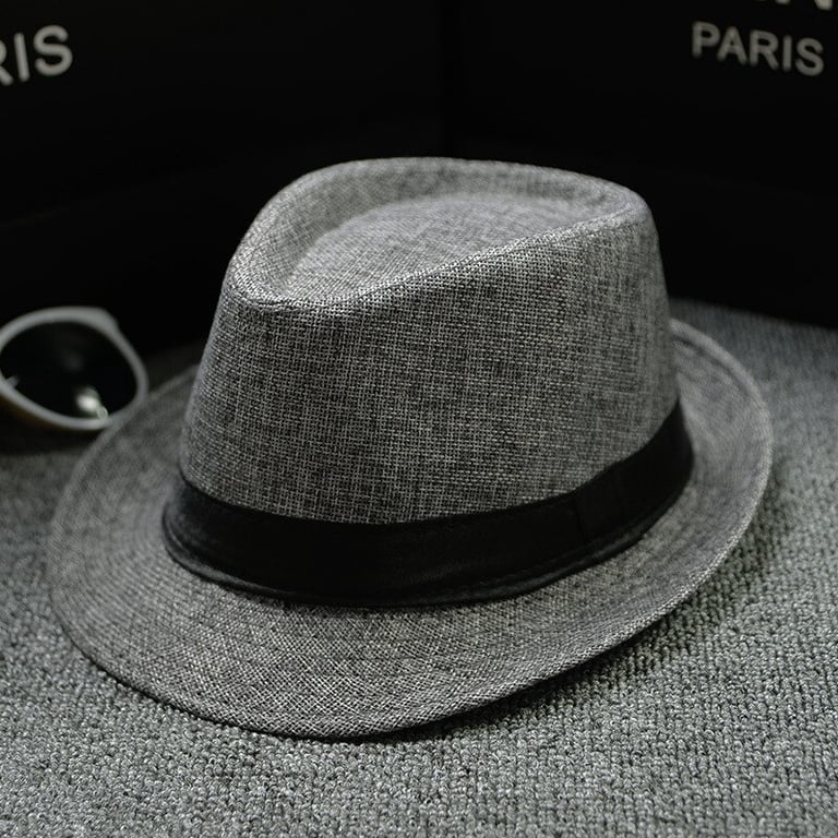 Fashion Classic Mens Women Straw Fedora Hat Wide Brim Panama  display picture 1