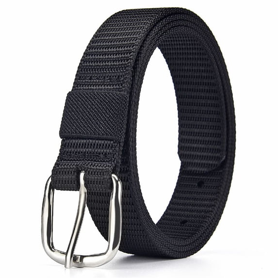 Fashion Classic Metal Buckles Outdoor Sports Canvas Belts Fabric Braided Belt Waistband BLACK