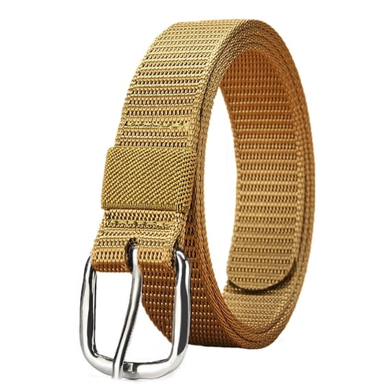 Fashion Classic Metal Buckles Outdoor Sports Canvas Belts Fabric Braided Belt Waistband KHAKI