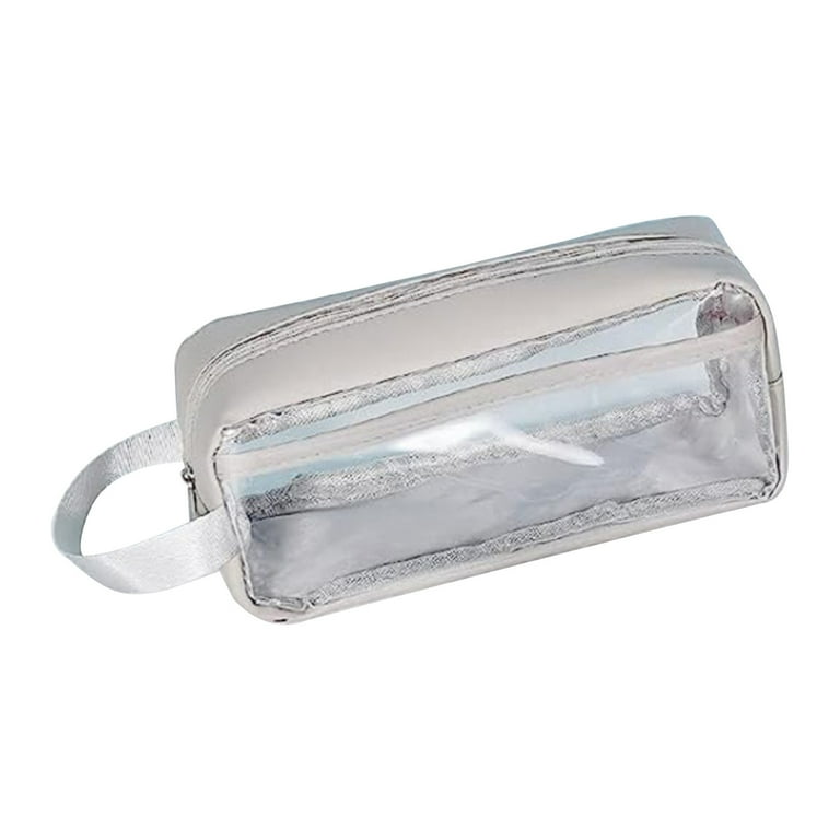 Fashion Clear PVC Zipper Pen Case Pencil Case Pouch 2 Compartment Clear Pencil Case Pouch Multi purpose Large Capacity Stationery Bag for Students College Office Clear Makeup Cosmetics Bag Walmart