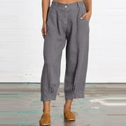 Fashion Clearance!Tejiojio Summer Savings Women Petite Solid Color Loose Button Comfortable Straight Pants