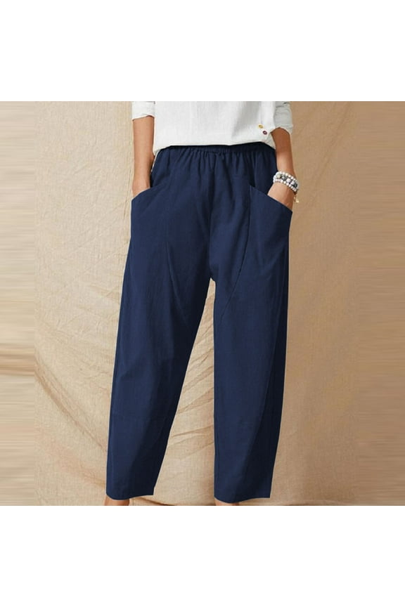 Fashion!Tejiojio Women Clothes Wholesale Women Petite Pants Wear Pants Solid Color Cotton And Linen Trousers