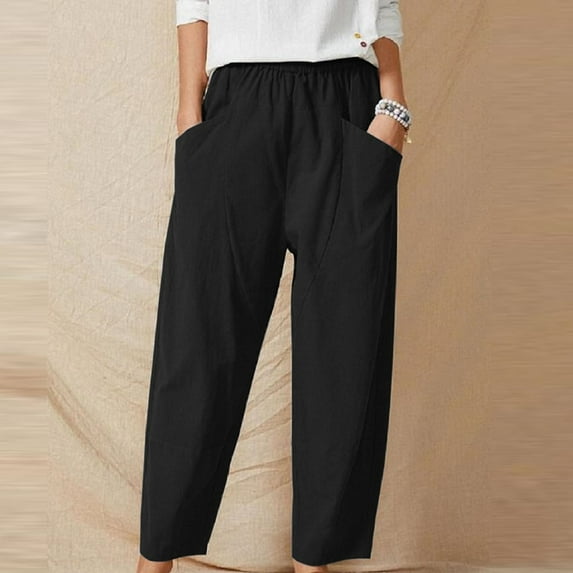 Fashion Clearance!Tejiojio Women Clothes Wholesale Women Petite Pants Wear Pants Solid Color Cotton And Linen Trousers