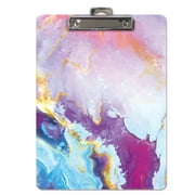 Fashion Clipboard, Abstract Art Design, Standard A4 Letter Size, 12.5" x 9", Wooden Clipboard, Low Profile Clip, Retractable Hanging Tab, Decorative Clipboard, by Better Office Products (Purple-Gold)