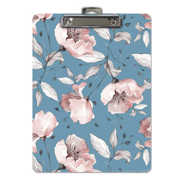 Fashion Clipboard, Floral Design, Standard A4 Letter Size, 12.5" x 9", Wooden Clipboard, Low Profile Clip with Retractable Hanging Tab, Decorative Clipboard, by Better Office Products (Vintage Floral)