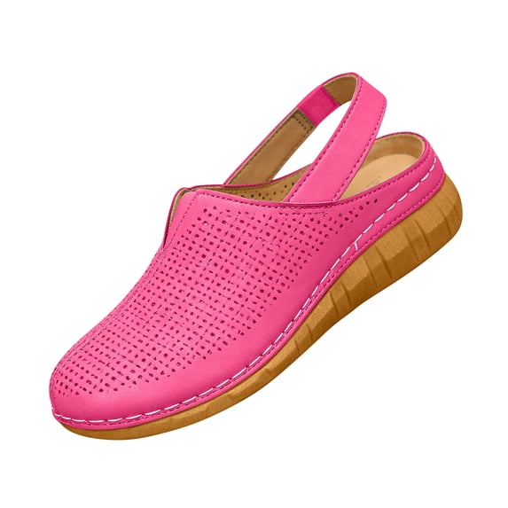 Fashion Clogs for Women Wedge Sandals with Ankle Strap Mesh Breathable Round Toe Slip On Shoes with Arch Support 42
