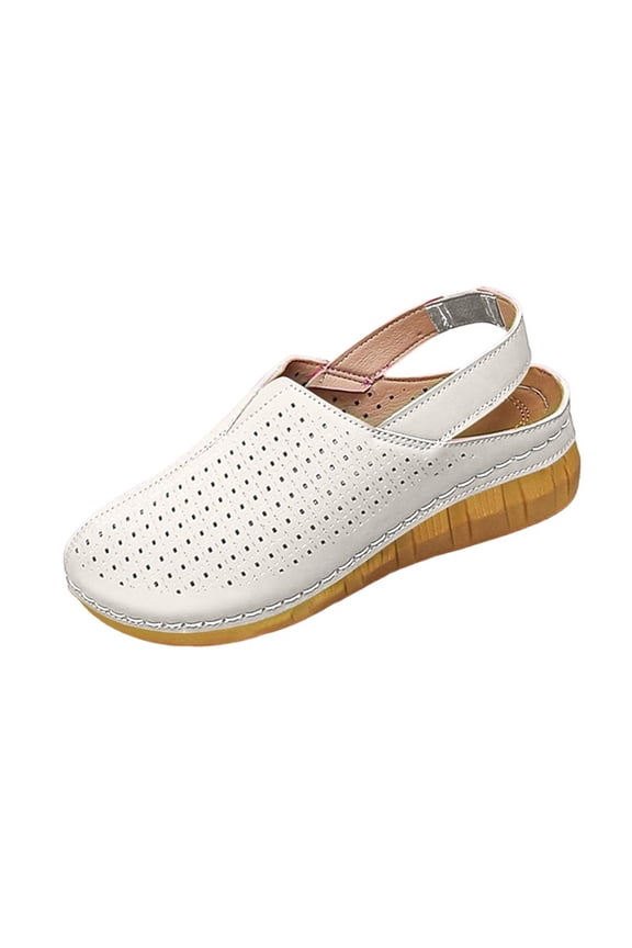 Fashion Clogs for Women Wedge Sandals with Ankle Strap Mesh Breathable Round Toe Slip On Shoes with Arch Support