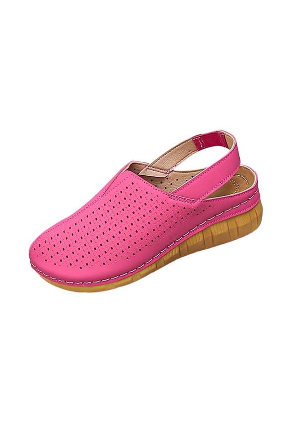 Fashion Clogs for Women Wedge Sandals with Ankle Strap Mesh Breathable Round Toe Slip On Shoes with Arch Support
