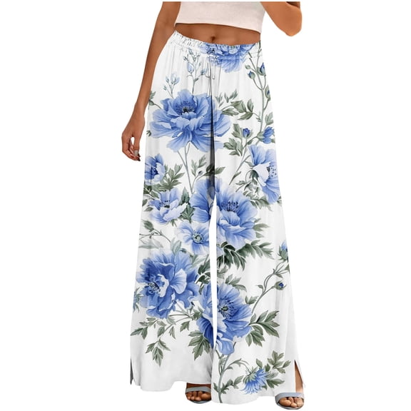 SHE IS Fashion Clothing High Cut Flare Wide Leg Trousers Pants for Women Summer Fall Linen Loose Fit Trousers Pants Women 2026, Pants for Women Trendy