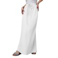thumbnail image 1 of Fashion Clothing Linen Maxi Skirts For Women Trendy Summer Comfy Drawstring Waist A Line Skirts Cute Boho Long Flowy on Skirt plus Size Midi for Women 2x Short Ruffle Button White L, 1 of 7