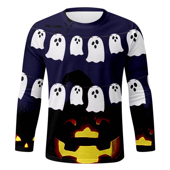 Fashion Clothing Men's Cartoon Printed Crew Neck Long Sleeve T Shirt Top Turtleneck Tee for Men Big Shirt Men Medium Shirts Big And Tall for Mens Tall Pocket T Shirts Plain Bulk Black L