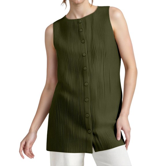 Fashion Clothing Solid Color Sleeveless Button Up Vest For Women 2xl Crop Top Beach Women Top Base Top Big And Tall Tops 90s Crop Top