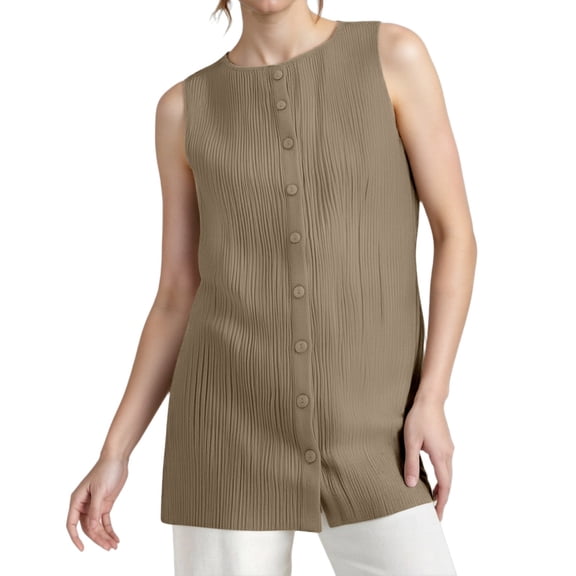 Fashion Clothing Solid Color Sleeveless Button Up Vest For Women 2xl Crop Top Beach Women Top Base Top Big And Tall Tops 90s Crop Top