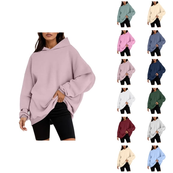 Fashion Clothing Solid Color Womens Oversized Sweatshirts Pullover Hoodies Artificial Short Velvet Oversized Hoodies Hooded Sweatshirts Comfy Casual Pullover Loose Lightweight Fall Winter Clothes