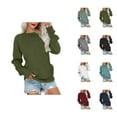 thumbnail image 1 of Fashion Clothing Women's Solid Color Sweatshirt Womens Long Sleeve Pocket Hoodie Pullover Crewneck Sweatshirt Drop Shoulder Casual Top Lightweight Hoodie, 1 of 4