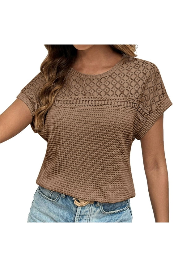 Fashion Clothing Womens Medium Shirts Sleeve T Women Long Sleeved T Shirts Set Shirt Miss Long Sleeve for Women Fashion Solid Top Hollowed Out Breathable Short Shirt Coffee M
