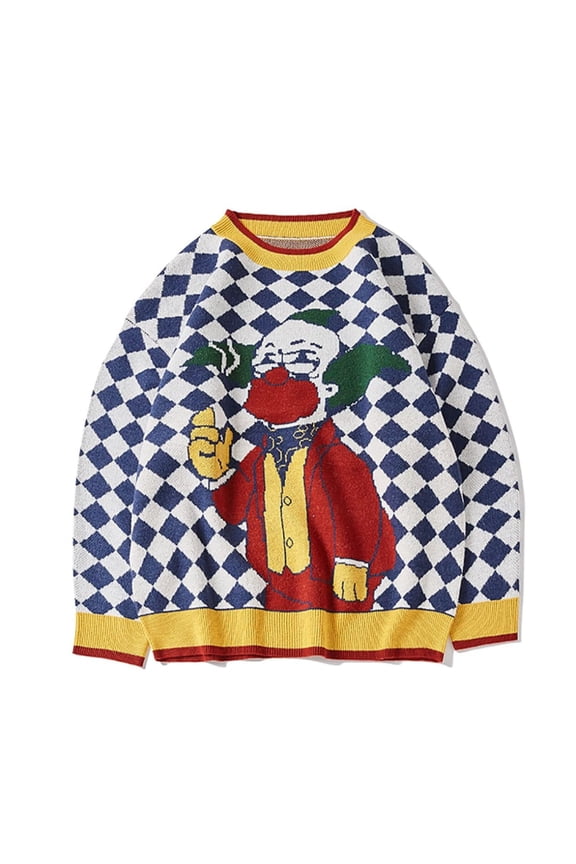 Fashion Clown Knitted Pullover Sweater