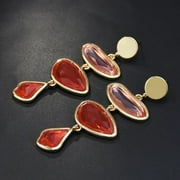 Red Hoop Earrings For Women – Gold Accent Irregular Shape, Statement Clip-On Earrings, Bold Jewelry For Casual Or Party