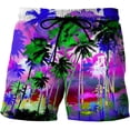 thumbnail image 1 of Fashion Coconut Palm Tree Graphic Beach Shorts For Men 3D Print Art Pigment Scenery Board Shorts Summer Holiday Swimming Trunks, 1 of 6
