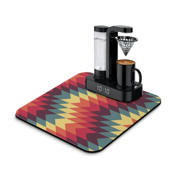 Fashion Coffee Mat - Eco-Friendly Non-Slip Drying Mat for Kitchen Counter, Retro Geometric