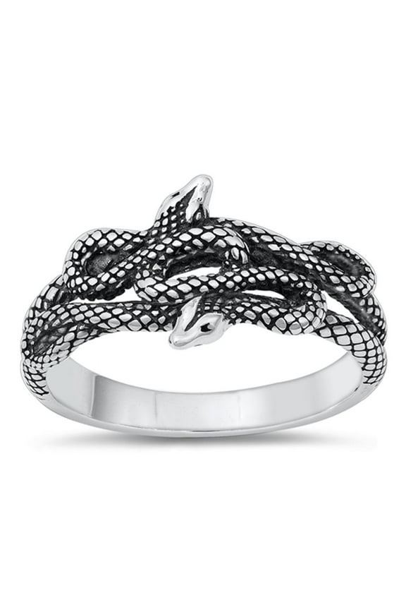 Fashion Coiled Snakes Viper Serpent Ring 925 Sterling Silver Band Jewelry Female Male Unisex Size 8