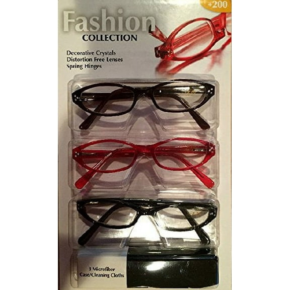 Fashion Collection Design Optics 3-Pack Reading Glasses +200