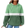 thumbnail image 1 of Fashion Color Block Pullover Hoodie Women, Loose Fit Long Sleeve Sweatshirt with Hood and Pocket, Ideal for Everyday Autumn Winter Wear Mint Green, 1 of 6