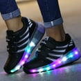thumbnail image 1 of Fashion Colorful LED Light Shoes Kids Adult Ultra-light Roller Heelys Skates-Black,28, 1 of 15
