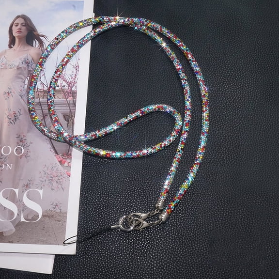 Fashion Colorful Rhinestone Lanyard Bling Glitter Diamond,Crystal Retractable Badge Reel,Rhinestone Neck Lanyard Card Holder with Metal Clasp and Key Ring for Women,Colorful1